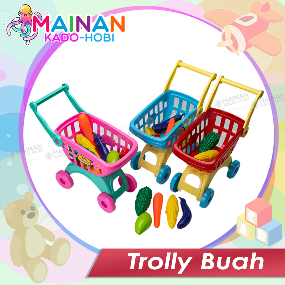 HADIAH ULANG TAHUN MAINAN PERAN EDUKASI MOTORIK ANAK PEREMPUAN TROLI BUAH SAYUR