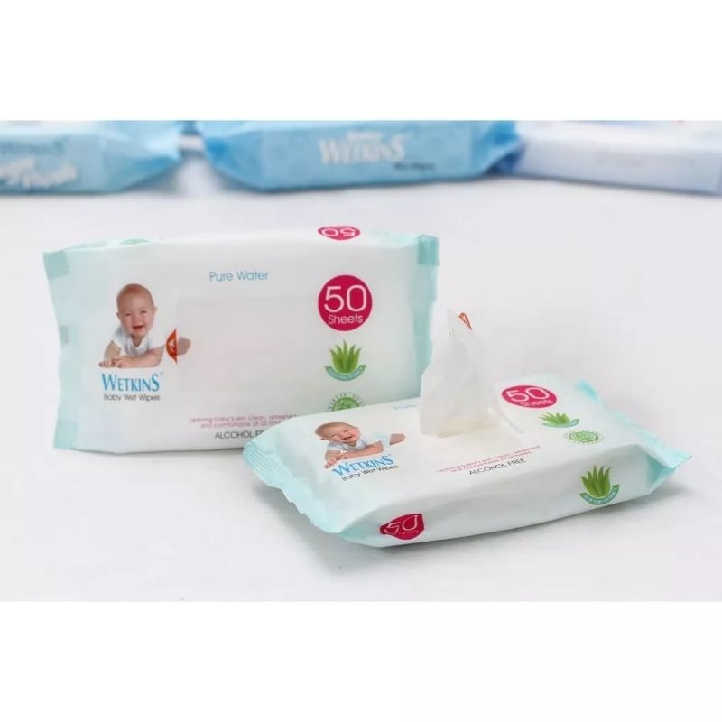 Baby Wipes Wetkins 50s Non Perfumed Hand And Mouth / Tisu Basah