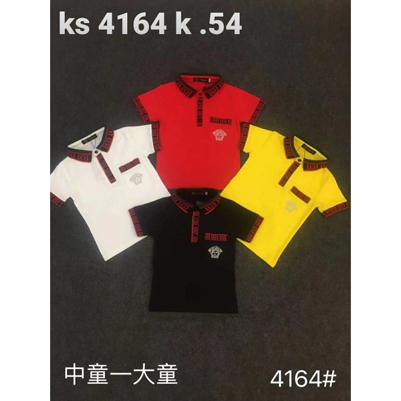 Kaos atasan krah anak polos warna merah putih cotton adem stretch 2 3 4 sd 13 y