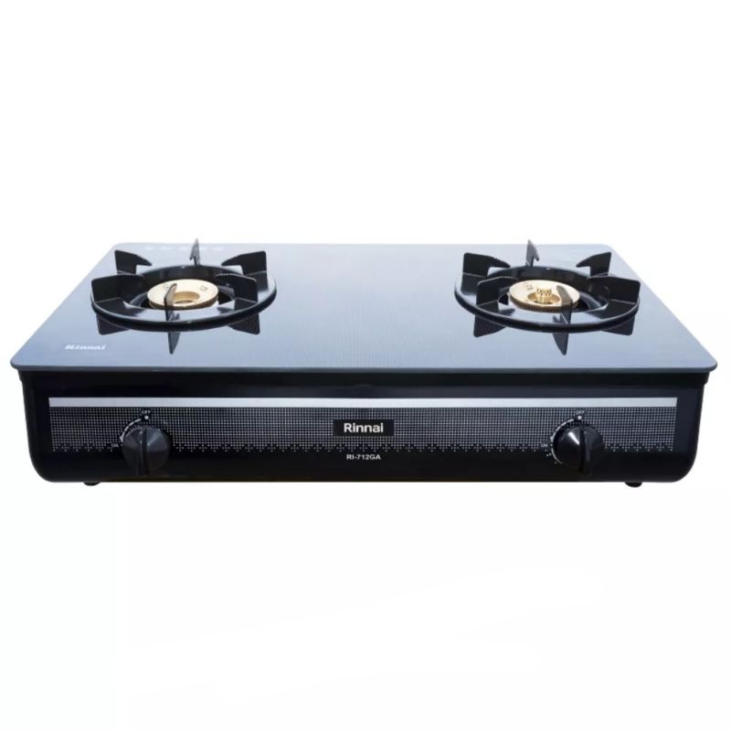 kompor gas rinnai RI 712GA (B) api besar body Kaca / kompor 2 tungku rinnai RI 712 GA / ri712ga(b) /