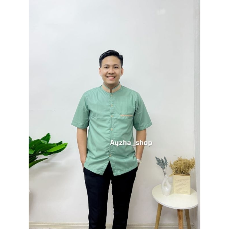 Baju koko anak couple ayah warna mint