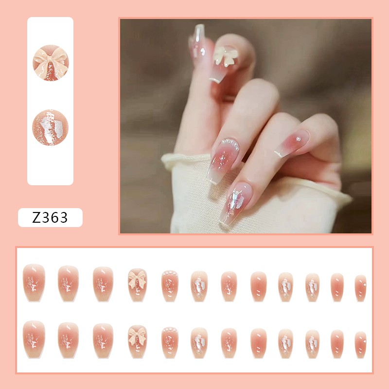 Pretty 24pcs Set Kuku Palsu Free Lem/Fake Nail Art Murah/Fashion Fake nails