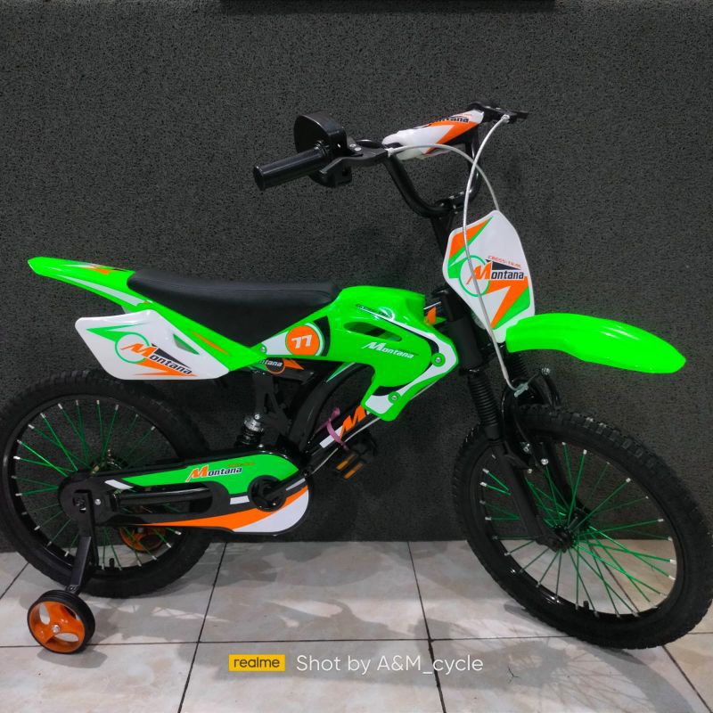 Sepeda Anak 18 inchi BMX Montana Cross trail sepeda BMX model motor trail bel gas motor mirip wimcyc