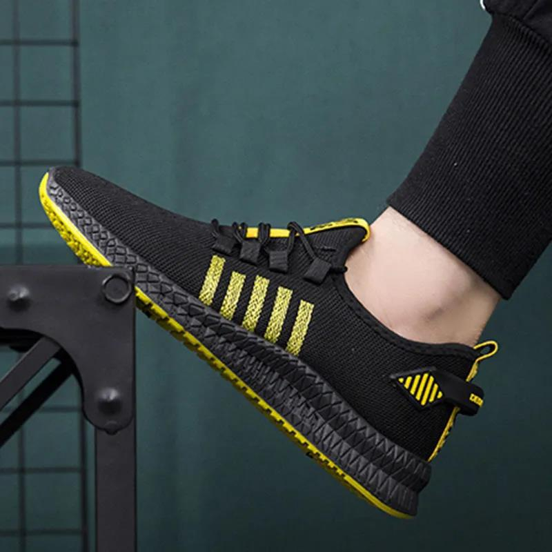Sepatu Sneakers Pria Olahraga Sport Shoes Casual Running Hitam Kuning