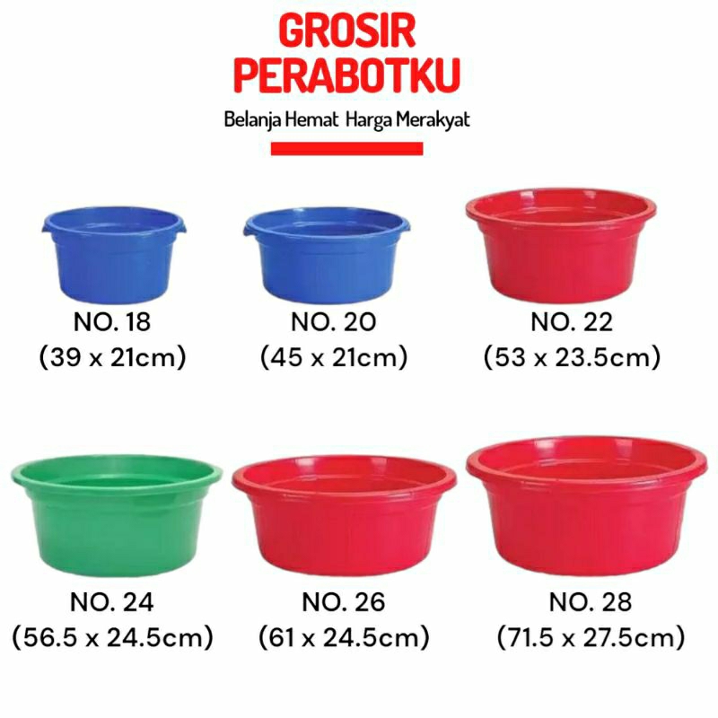 Ember Ceper Bak Cucian Kamar Mandi Bulat Besar Jumbo No. 28 26 24 22 20 Baskom Besar Warna