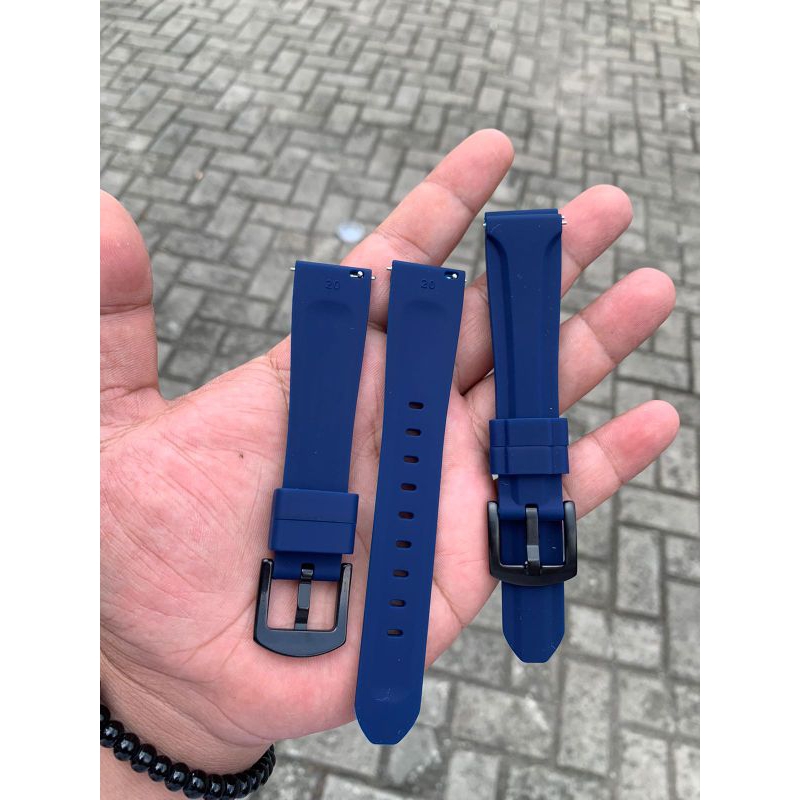 Strap tali jam tangan silicon original navy lug 20mm lentur lembut