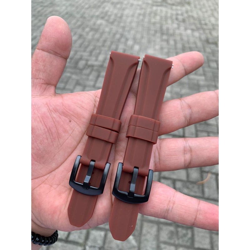 Strap tali jam tangan silicon original coklat Size 20mm limited lembut lentur