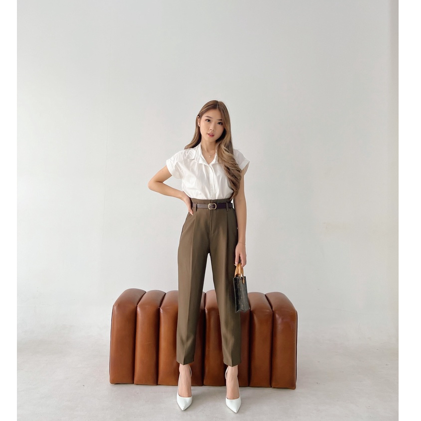 [ Marveile ] Gretha Highwaist Pants / HW Skinny Pants - FREE BELT