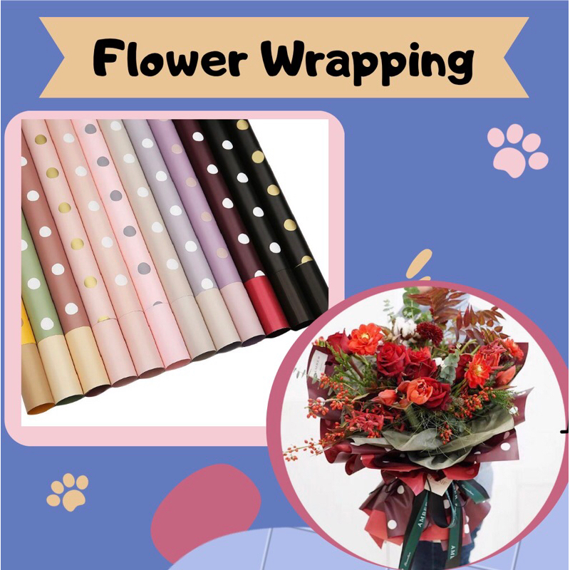 

FLOWER WRAPPING POLADOT CELLOPHANE BUKET BUNGA KERTAS HADIAH BUKET KERTAS WATERPROOF