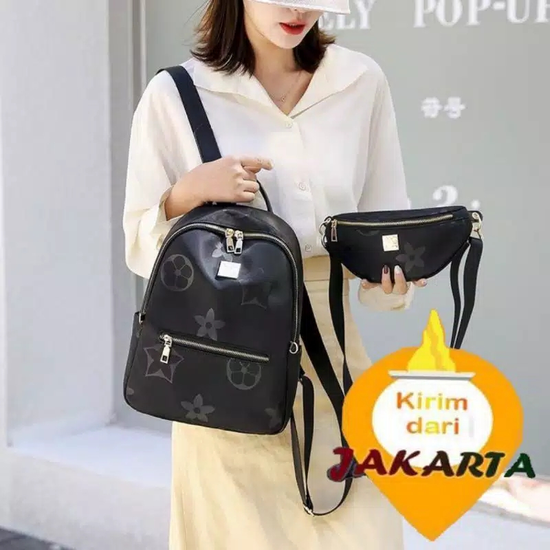 ( 2PC 1KG ) GTBI998881876   New Arrival 2023 !!!  Tas Ransel  Tas Wanita Import  Premium Terbaru + Tas Pinggang