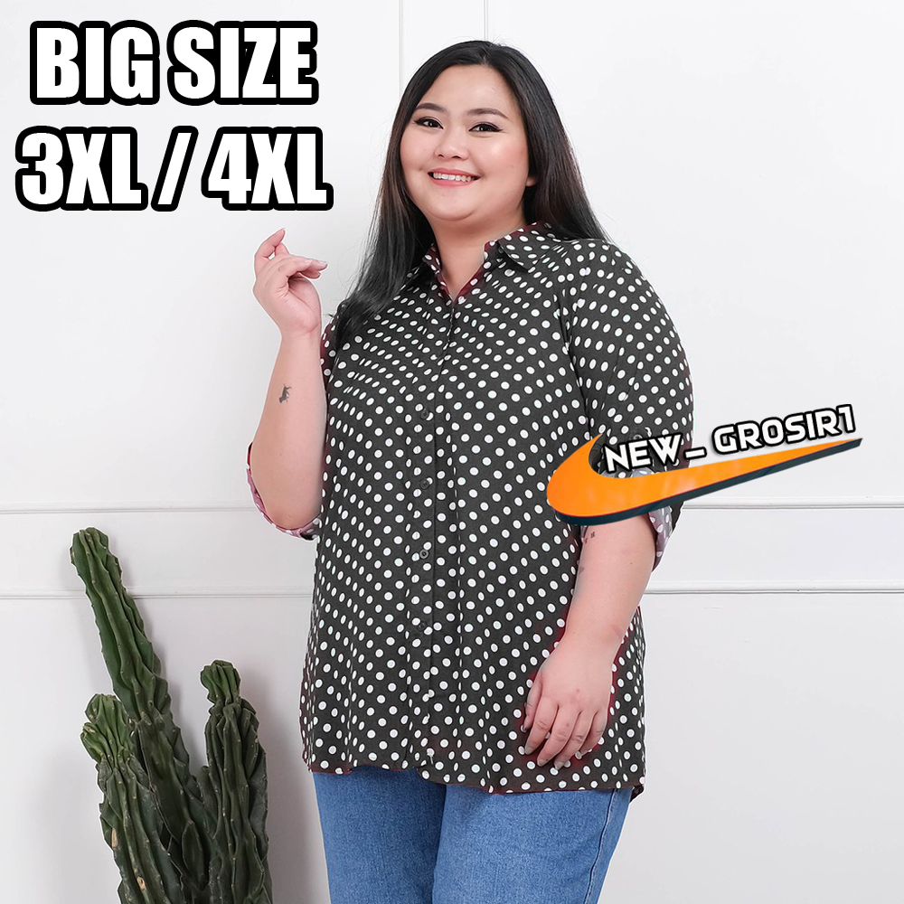 kemeja oversize wanita remaja motif polkadot kekinian 2023 bisa bayar ditempat