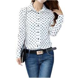 KEMEJA WANITA POLKADOT JUMBO XXXXL / KEMEJA OVERSIZED SHIRT LD 120 / ATASAN WANITA BIGSIZE