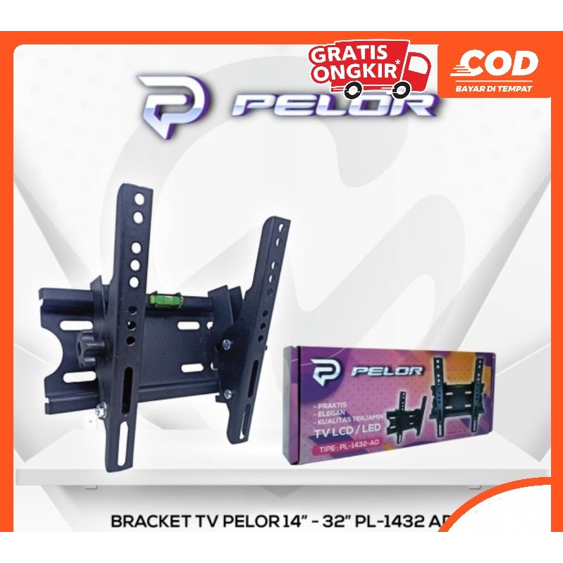 Bracket Braket Breket Tv Led Lcd 14 Inch - 32 Inch Tebal Kokoh PELOR 1432 AD