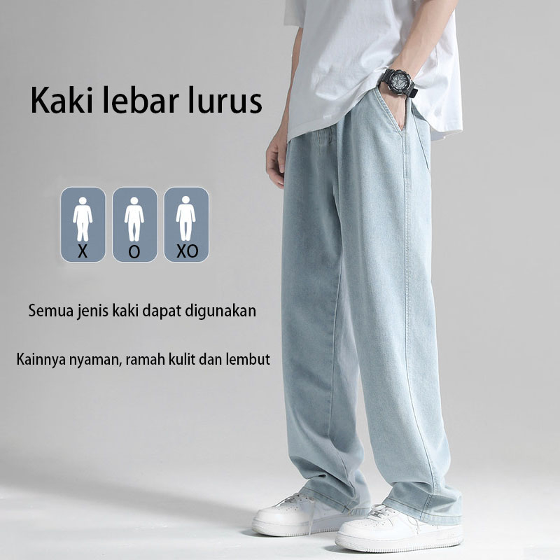 Celana Jeans Pria Blue Celana Panjang Pria Murah Oversize Loose Pants Celana Kulot Boyfriend Jeans Dewasa Korean Style Straight Baggy Pants Celana cowo Jumbo