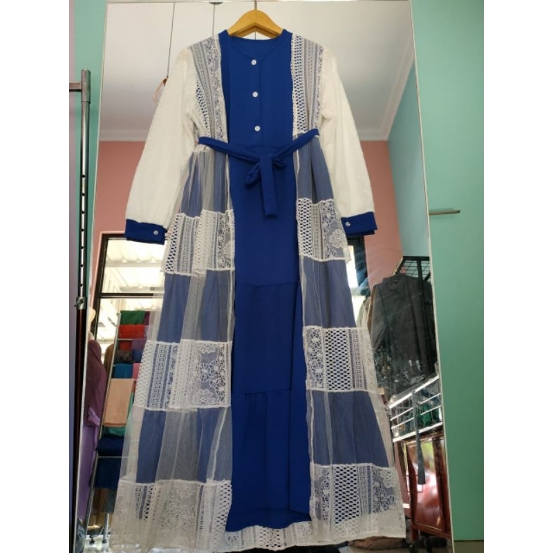 Dress Dewisan set outer brukat Sakhya modis long vest dan Nayla zahin terbaru fashion muslim remaja casual