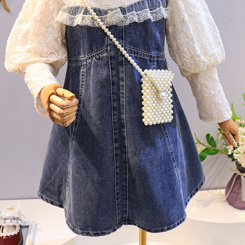 DR143-Dress Anak Perempuan Jeans Super Lace