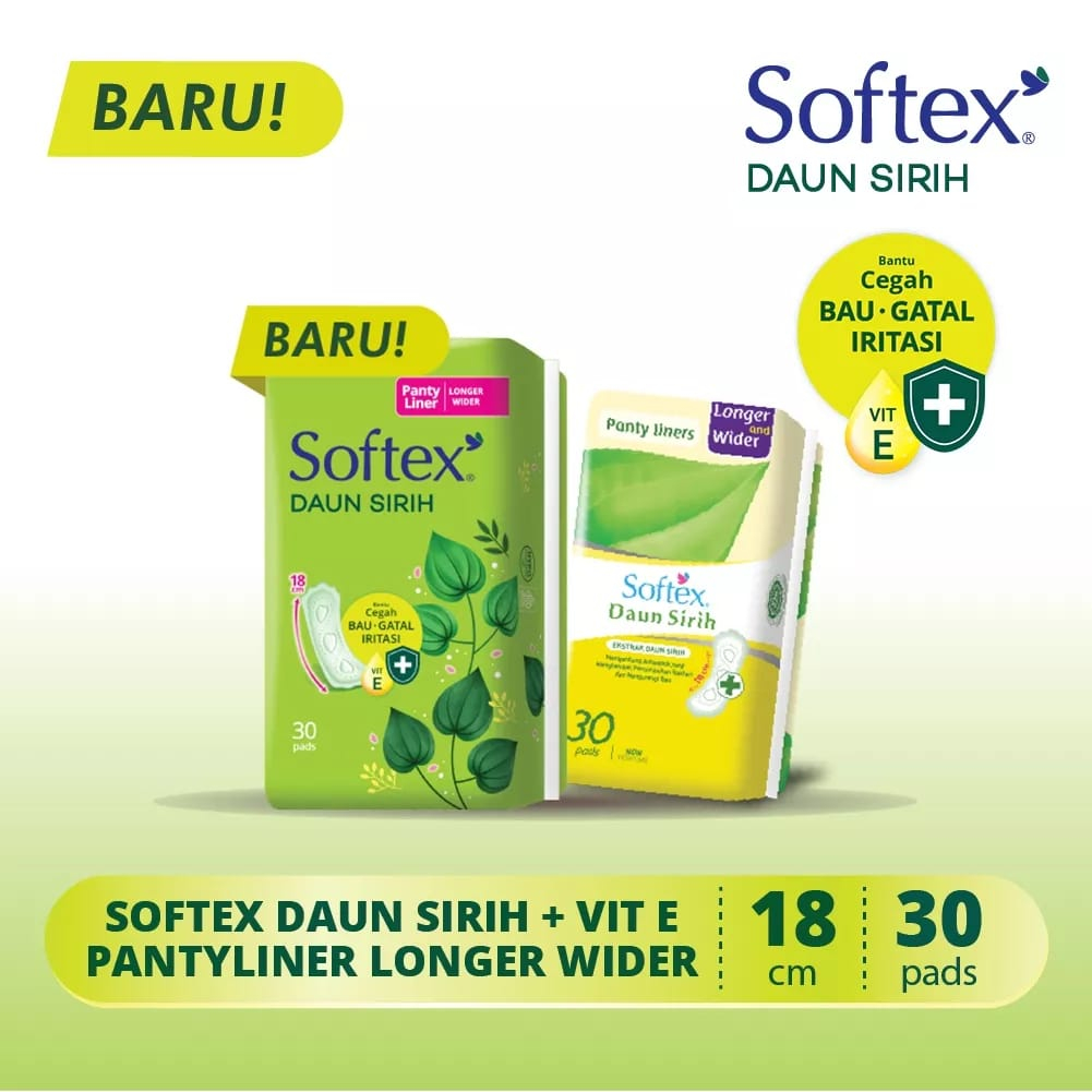 Softex Pantyliner Daun Sirih 20s / LW30s / 50s