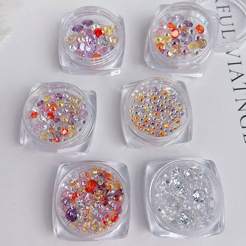 1 kotak Glitter Kuku Berlian Imitasi 3D Kristal AB Warna Permata Tidak Teratur Perhiasan Manik-Manik Nail Art Manicure Dekorasi Aksesoris