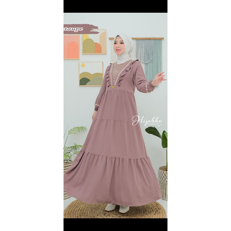 Halise Dress by halis // gamis Busui //gamis crinkle ori mkx renda //gamis Crinkle umpak