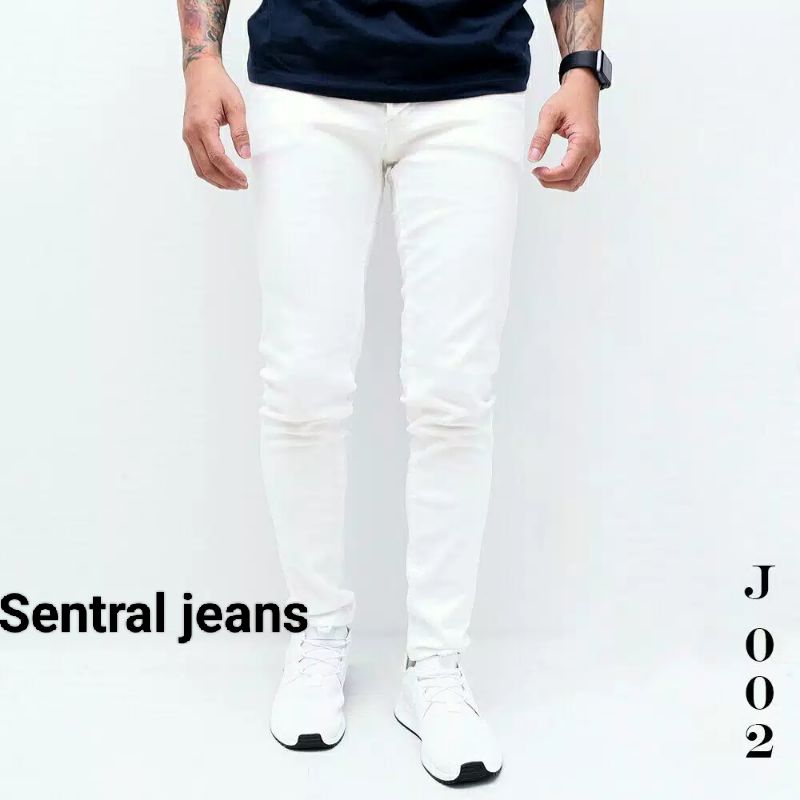 Celana Panjang Jeans Pria Warna putih Bersih/ celana pensil jeans pria putih skinny / (COD) CELANA P