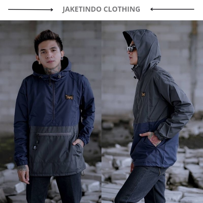 JAKET PRIA CAGOULE SIMPLE HOODIE KOMBINASI 2D ORIGINAL THE BOJIEL