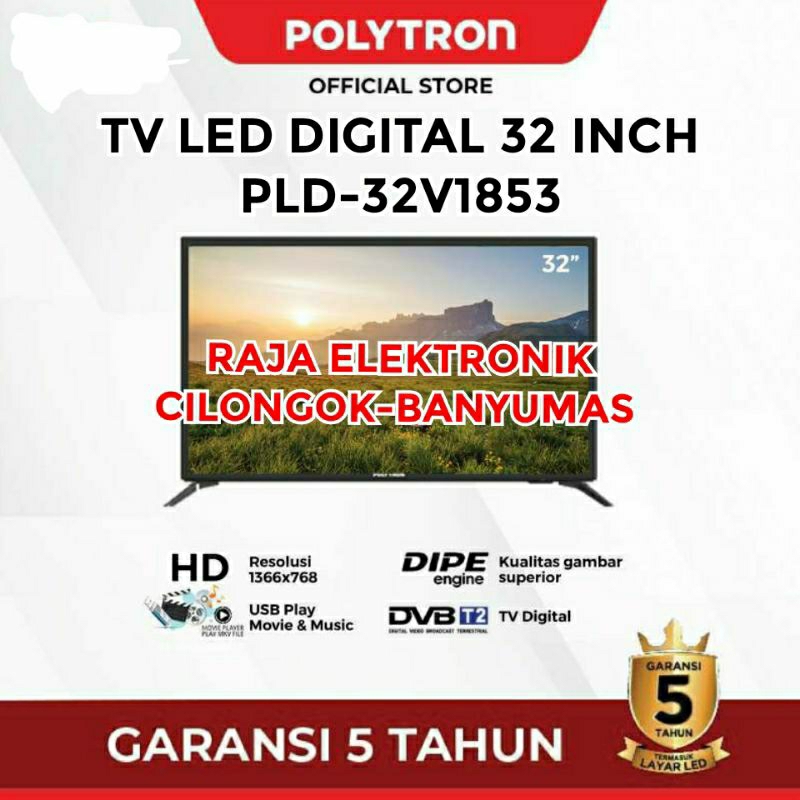 TV LED polytron 32" 32V1853 digital tv polytron PLD 32V 1853 tv polytron 32 inch led digital polytron 32inch