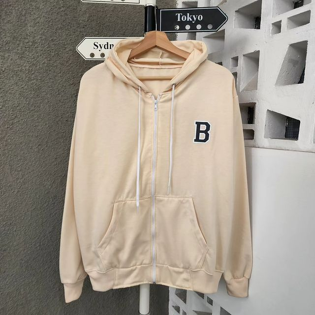 JAKET B ZIPPER HOODIE SWEATSHIRT WANITA - JAKET OVERSIZE XXL