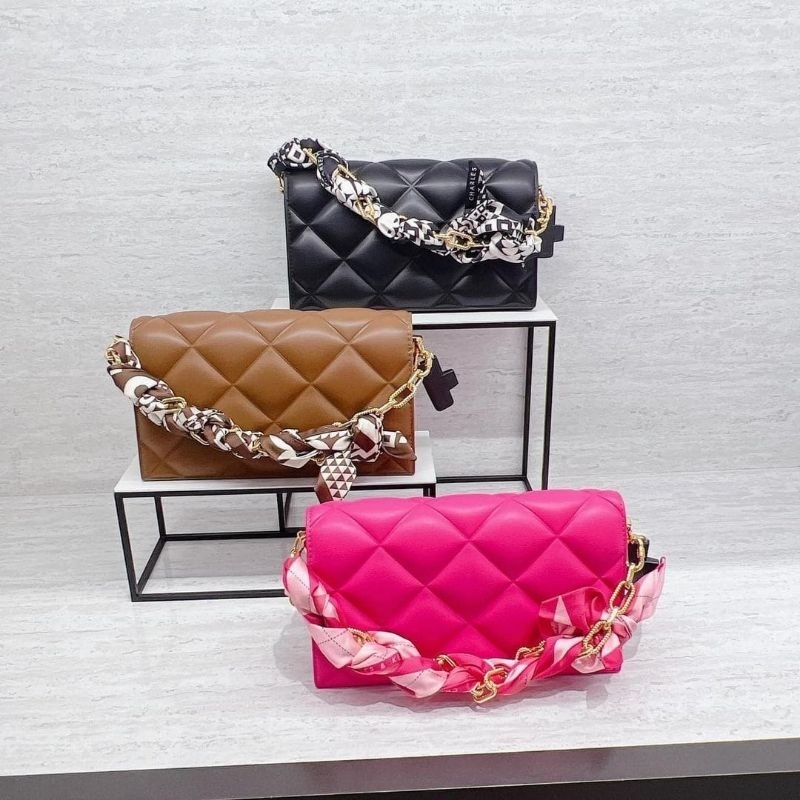 CK Alcott Scarf Handle Quilted Clutch