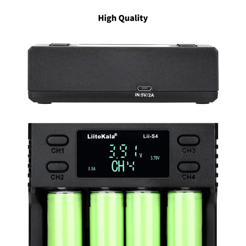 Liitokala Lii-S4 18650 LCD Display Charger 26650 21700 4 Slots NiMH li-ion Battery Smart Universal Battery Charger