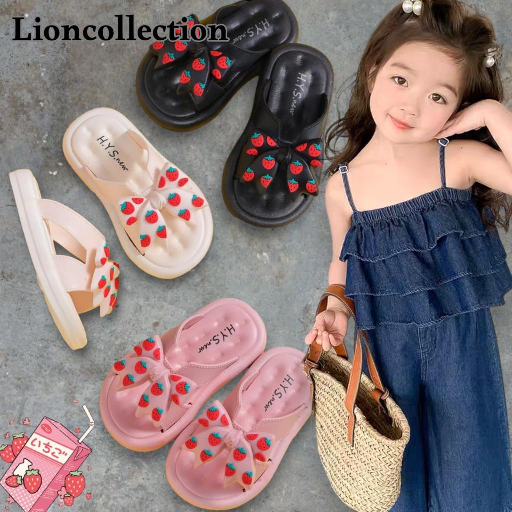 Pita Polkadot strawberry - Sandal Anak perempuan baby girls selop tali belakang model korean style lucu 2 - 9 tahun