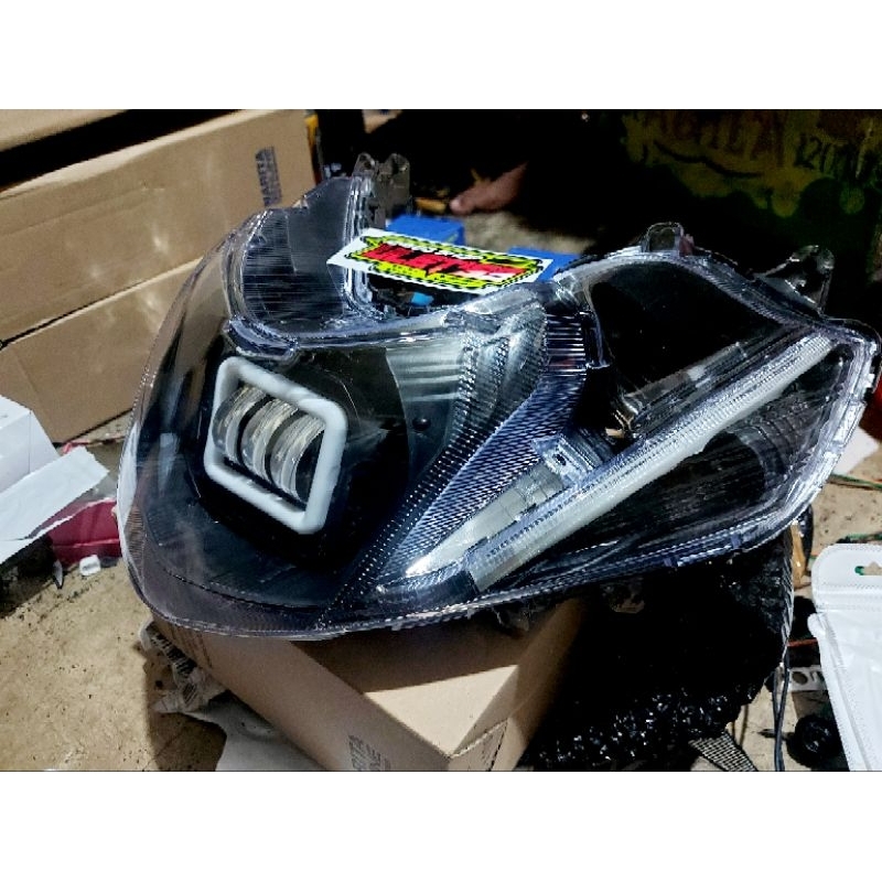 reflektor lampu depan mio m3 custom daymaker 3 lensa alis running