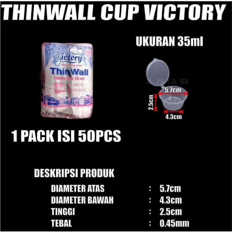 thinwall cup victory 25 ml 35 ml 60 ml 100 ml 150ml saucecup pudding saos sambal victory