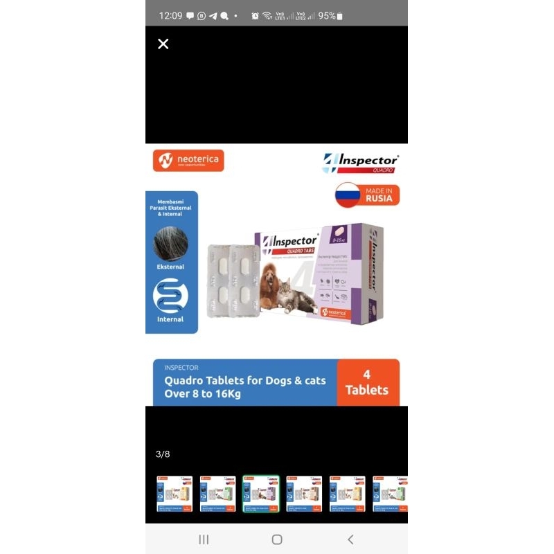 INSOECTOR QUADRO TABS DOG CAT ISI 4 TAB OBAT KUTU TABLET