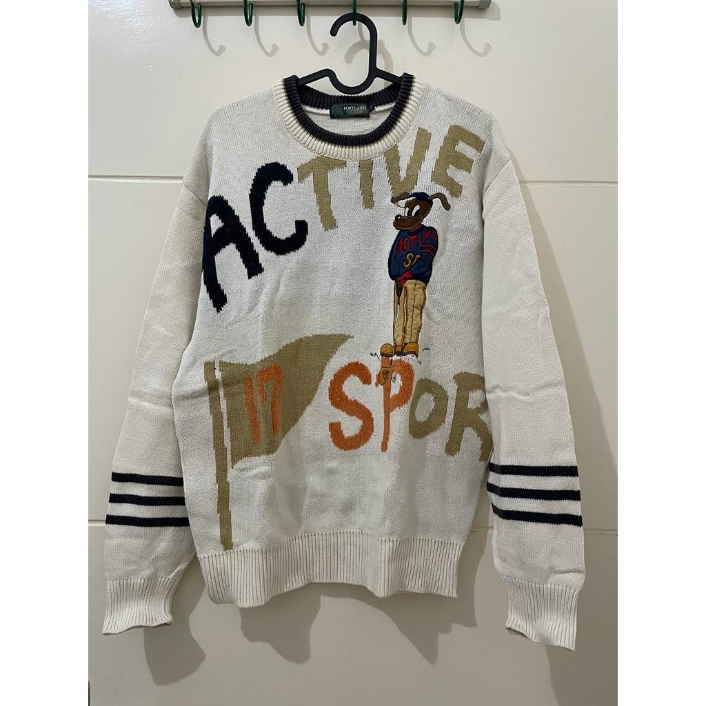 PRELOVED PORTLAND MEN SWEATER / BAJU MUSIM DINGIN PRIA PUTIH / WHITE SWEATER