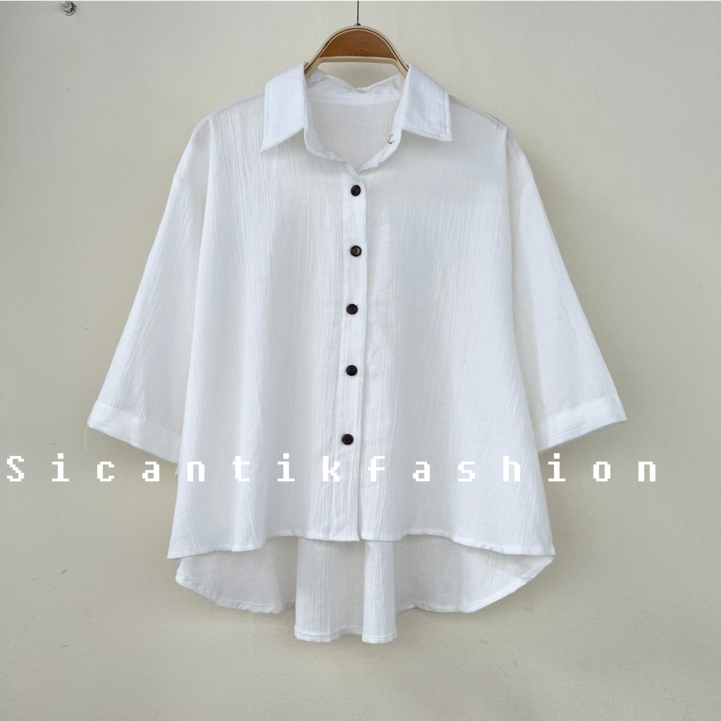 Kemeja Wanita Bahan Linen Crinkle