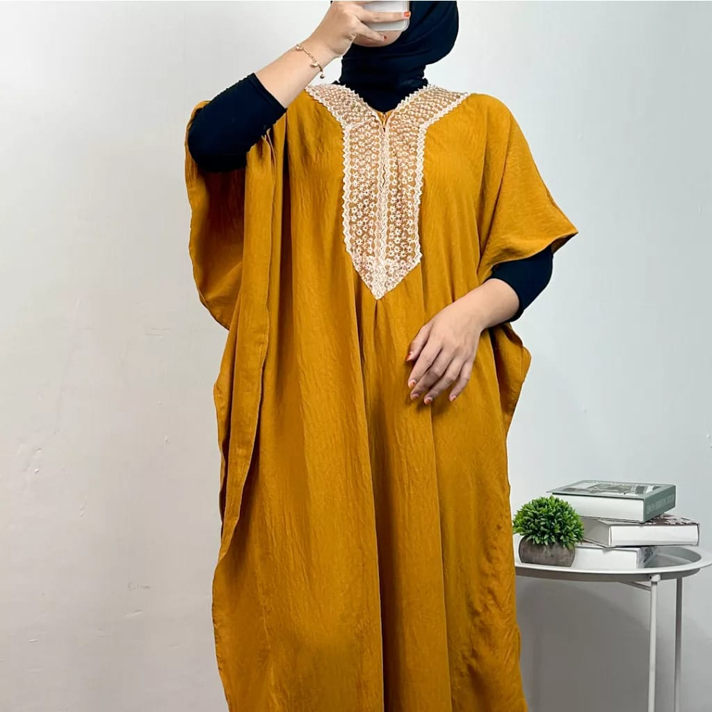 KAFTAN RENDA CRINKLE AIRFLOW BUSUI FRIENDLY MURAH || BISA COD