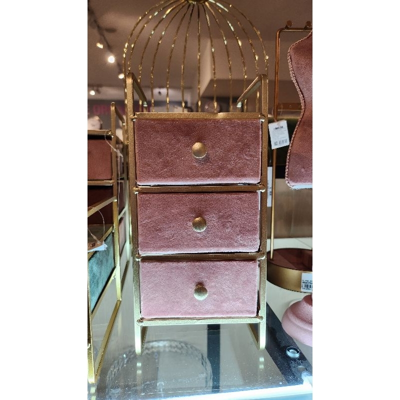 INFORMA JEWELRY BOX 3 DRAWER PINK 12x11.5x24 CM KOTAK PERHIASAN 3 LACI