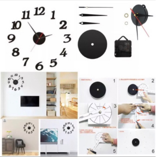 Jam Dinding Tempel DIY Analog 3D Modern Wall Clock mesin Jam Dinding Model Tempel