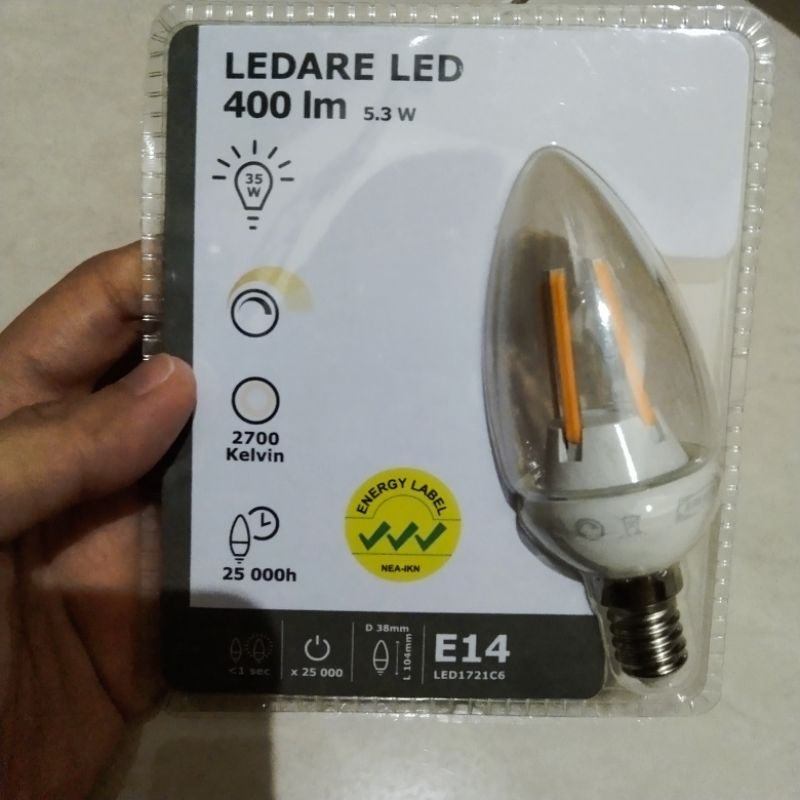 Lampu Led E14 470 Lumen Buram Atau 400Lm Bening Dimmable Bisa Diredupkan Bulb Lamp