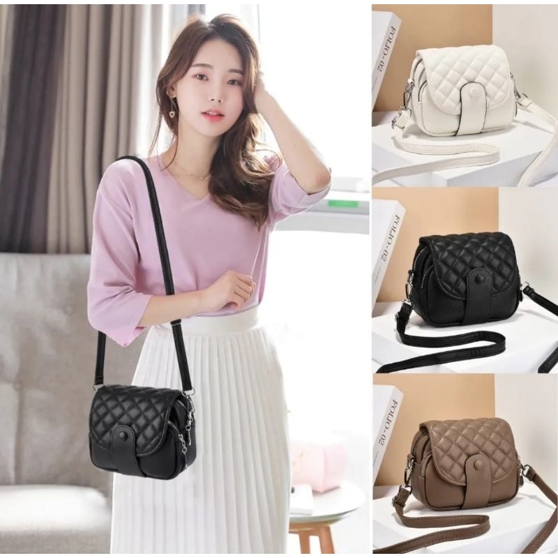 PROMO TAS SELEMPANG WANITA IMPORT KULIT HITAM TA406B4 TAS SELEMPANG MINI WANITA REMAJA (BAYAR
