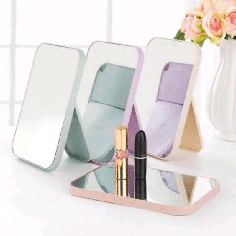 ANG CERMIN LIPAT PERSEGI PORTABLE / STANDING BEAUTY MIRROR KACA DUDUK UNTUK RIAS MAKEUP WAJAH / FOLDABLE VANITY MIRROR CERMIN MEJA