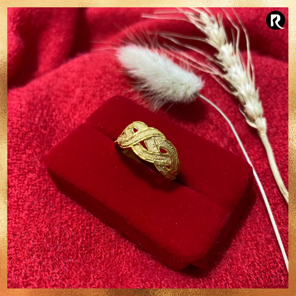 Cincin Ring Emas 22 karat asli Masquarade Pattern Stylish 916