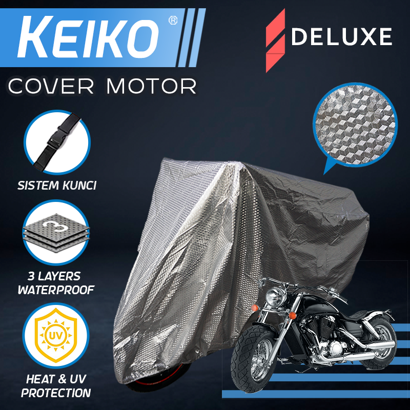 Cover Sarung Tutup 3 Layer Lapis Motor Gede (XXL) Waterproof Untuk Harley Davidson CMX 500 Triumph Benelli Royal Enfield BMW Keiko Deluxe