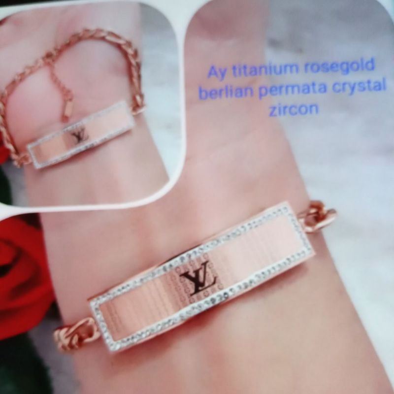 gelang rantai lapis emas titanium