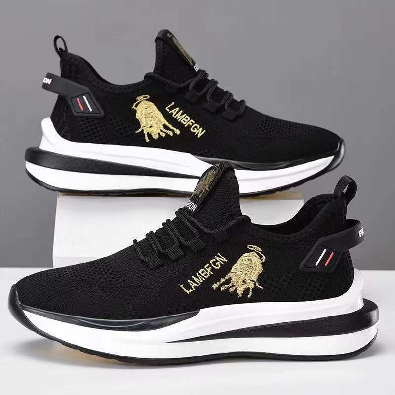 Sepatu Pria Fashion Sport Sneakers Running Casual Cowok Trendy Ringan Hitam Putih