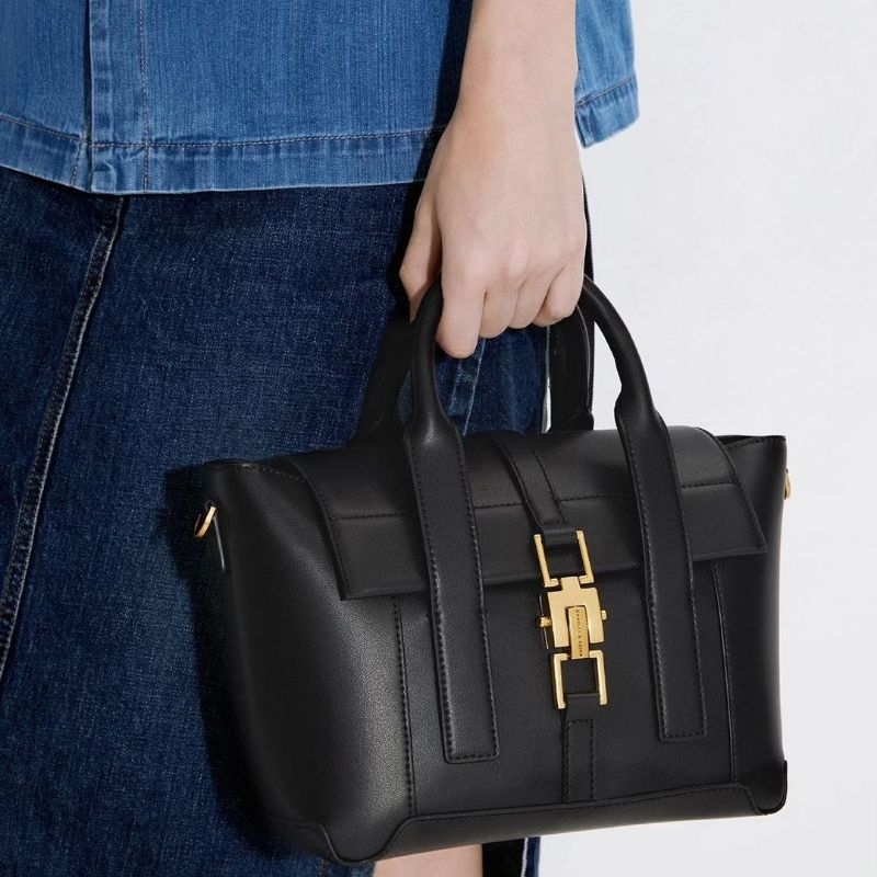 CK Dua Buckled Trapeze Tote Bag