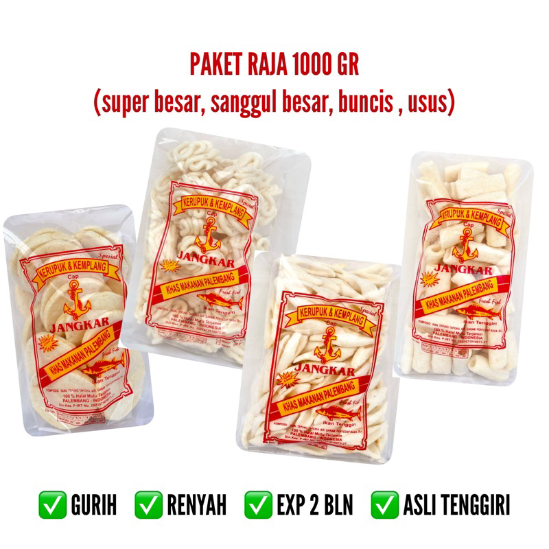 

Paket Raja 1000 Gr | Kerupuk Kemplang Tenggiri | Super Besar, Sanggul Besar, Buncis, Usus