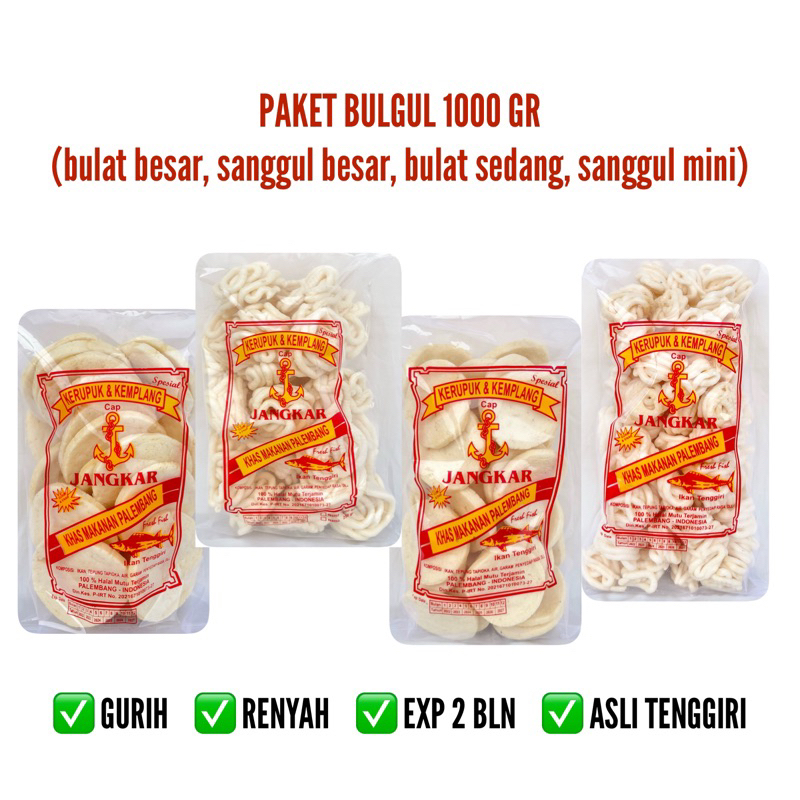 

Paket Bulgul 1000 Gr | Kerupuk Kemplang Tenggiri | Super Besar, Sanggul Besar, Super Sedang, Sanggul Mini