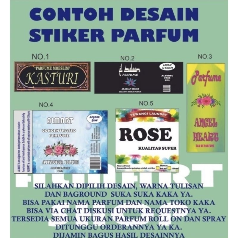 stiker parfum spray dan roll on siap tempel bebas tulis nama parfum dan toko ukuran a3 vinil