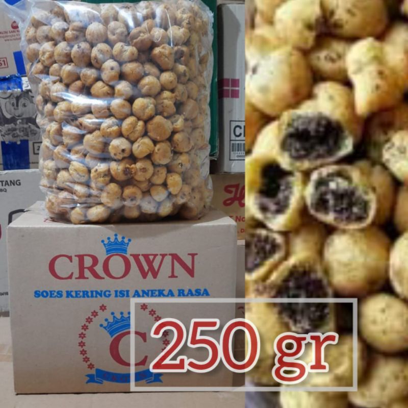 

Crown soes kering cokelat 250gr snack kiloan murah.